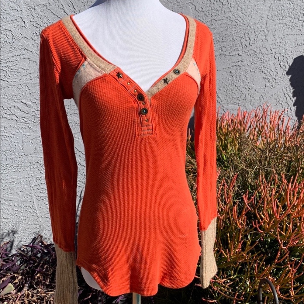 Free People Waffle Knit Top